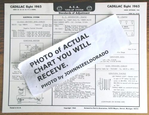 1965 cadillac eight series 60 62 63 64 75 &amp; commercial models aea tune up chart