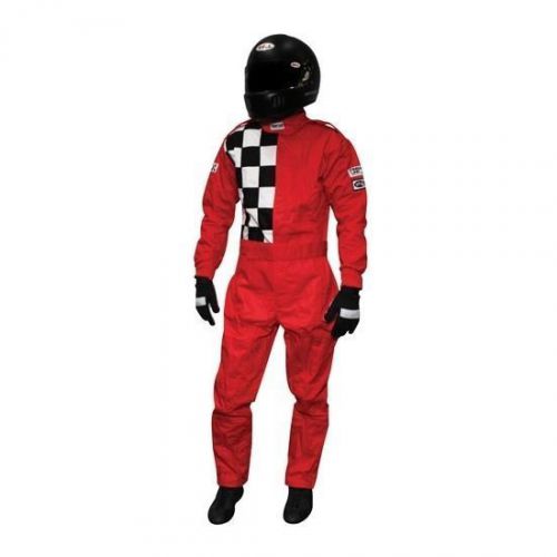 Finishline 2-layer sfi-5 fire retardant racing suit, red, large