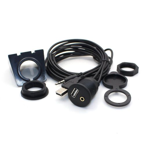 Rerii 1 meter 3ft 3.5mm &amp; usb aux extension dash flush panel mount cable for ...