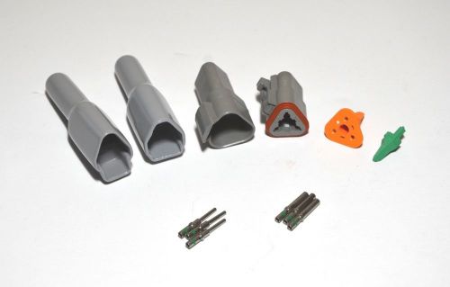 Deutsch dt 3-pin connector kit 14awg solid contacts with boots (made in usa)