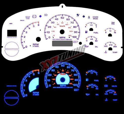 Blue reverse el indiglo glow white gauge face for 00-02 avalanche/suburban/tahoe