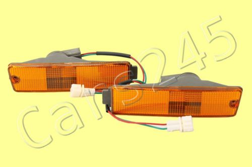 Front bumper turn signals lamps yellow left+right pair fits vw jetta mk2 84-92