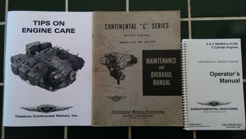 Lot of 3 continental aircraft engine manuals