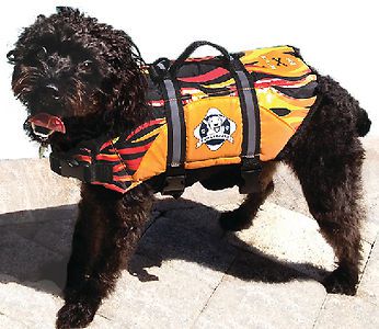 Paws aboard f1600 doggy life jacket xl flames