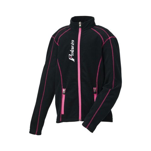 Oem polaris youth black &amp; pink long sleeve full zip ice fleece size s-xl