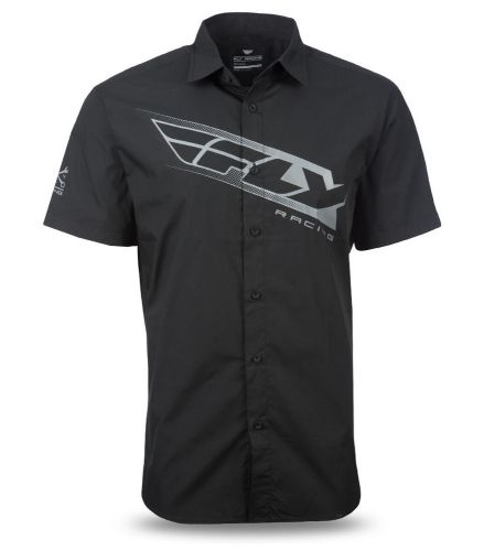 Fly racing casual men's pit shirt black slim fit short sleeve shirt