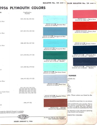 1956 plymouth fury plaza belvedere savoy 56 paint chips dupont 6