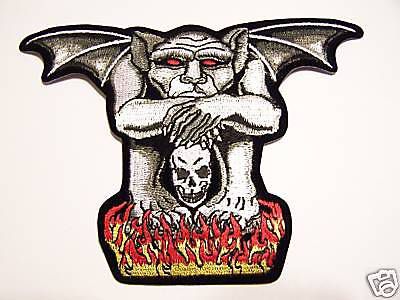 #0596 motorcycle vest patch goblin -n- flames