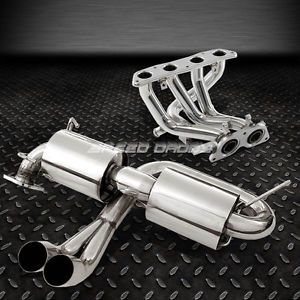 Dual 3&#034; tip racing catback+header manifold exhaust for 99-07 mr2/mrs w30 1zz-fed