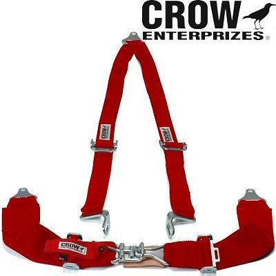 Crow enterprizes quick release red seat belt 3 inch lap 2 inch shoulders 3 poin