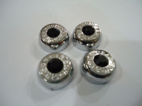 Car alloy chrome license plate anti-theft screws bolts black crystal x 4 pieces
