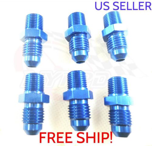 NYPPD Set of 6 Flare to Pipe Fitting Straight 180° Flow 3AN ? 1/8" NPT Blue, US $20.99, image 1