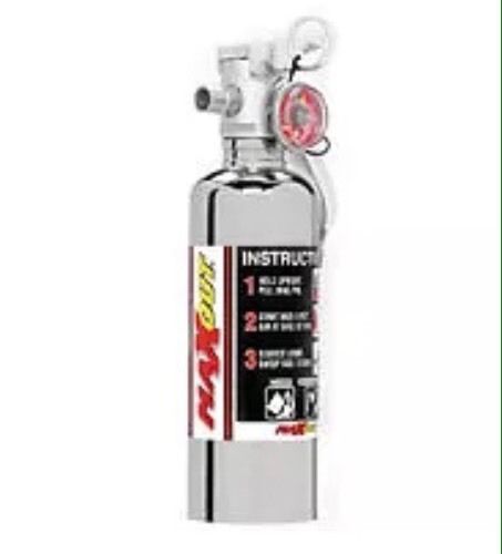 Max out chrome fire extinguisher 1lb with metal mounting bracket shelby fastback