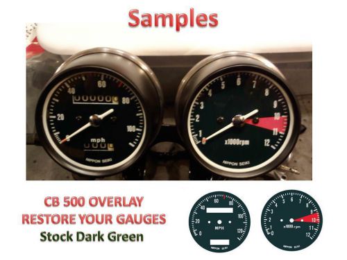 Honda cb500 overlay cafe racer gauge face decal applique mph green dial clock