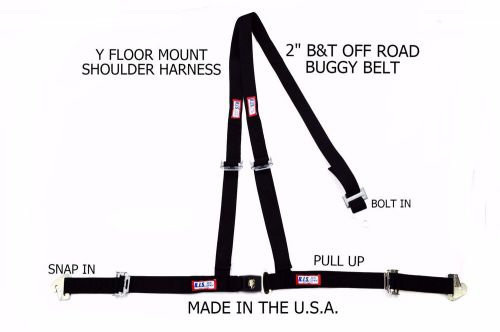 Off road seat belt 3 point rjs racing 2&#034; buggy  b&amp;t y harness black