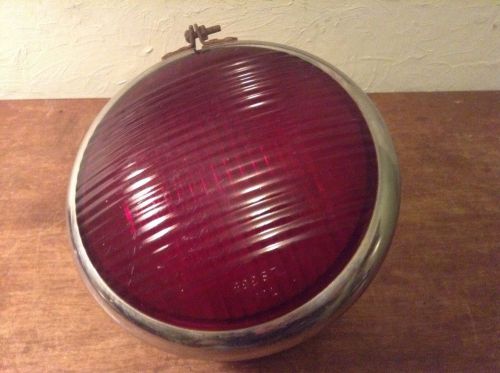 Vintage ls385 red glass 6 1/2&#034; ribbed warning caution light lamp car truck bus