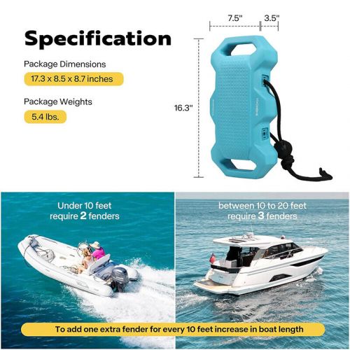 4 pack eva boat fenders boat bumpers for docking upgraded w/ nylon rope &amp; lock