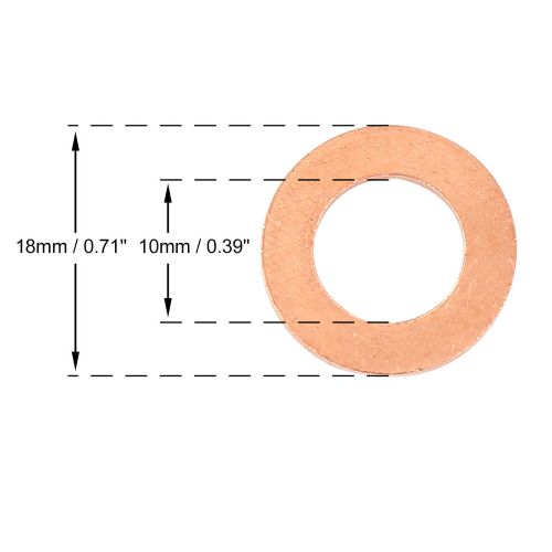 10pcs copper washer flat gasket ring for car 10 x 18 x 1.5mm-