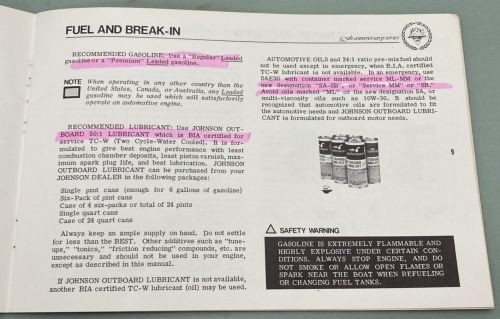 JOHNSON SEA HORSE 385136 OWNER'S MANUAL 25HP MODELS 25R72 25RL72 25E72 25EL72, US $27.49, image 5