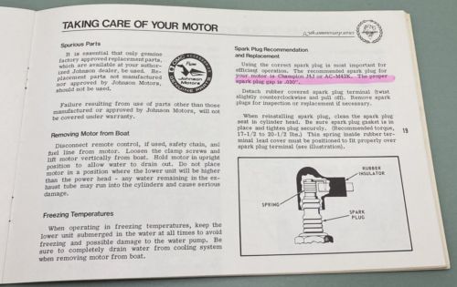 JOHNSON SEA HORSE 385136 OWNER'S MANUAL 25HP MODELS 25R72 25RL72 25E72 25EL72, US $27.49, image 17
