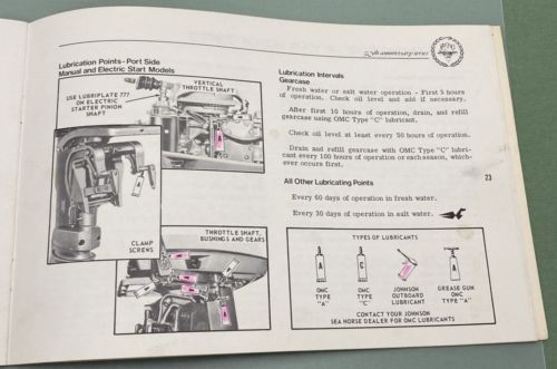 JOHNSON SEA HORSE 385136 OWNER'S MANUAL 25HP MODELS 25R72 25RL72 25E72 25EL72, US $27.49, image 18