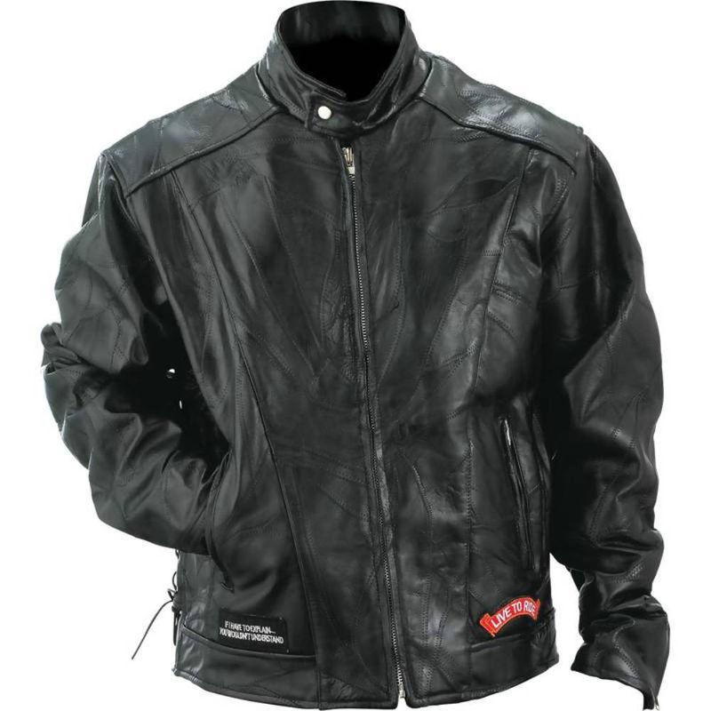 Mens diamond plate genuine buffalo leather motorcycle jacket - new