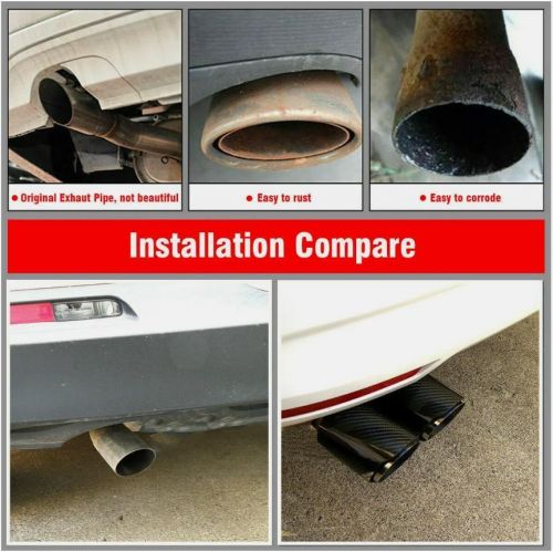 Car Exhaust Tip Dual Pipes End For Akrapovic Real Carbon Fiber ID:2.5" OD:3.5", US $118.99, image 3