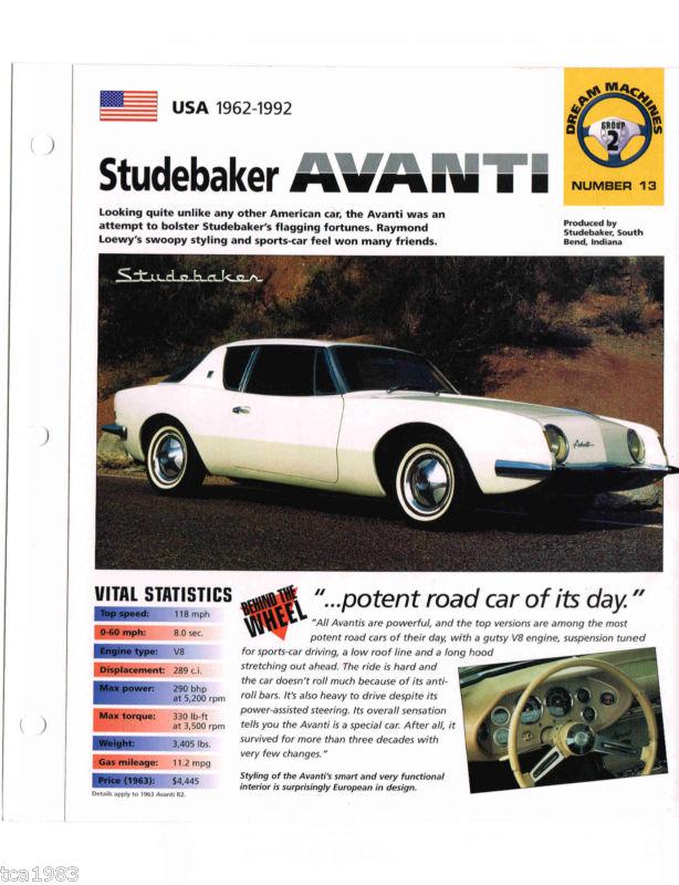 STUDEBAKER AVANTI IMP Brochure: 1962,1963,1964,............. R2, US $10.00, image 3