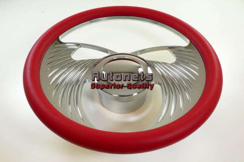 Sell Red Leather Angel Wings Chevy GM Chrome Aluminum Steering Wheel