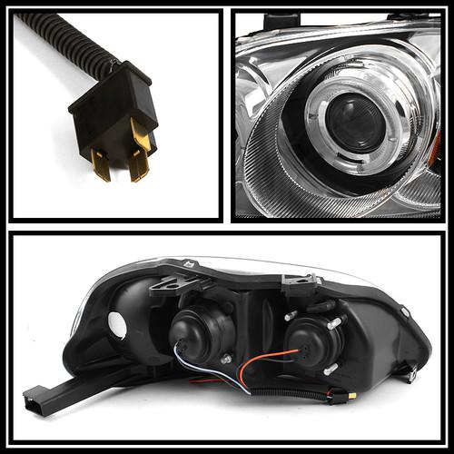 96-98 CIVIC 2DR CHROME HALO PROJECTOR HEADLIGHTS + RED CLEAR TAIL LIGHTS COMBO, US $113.44, image 2