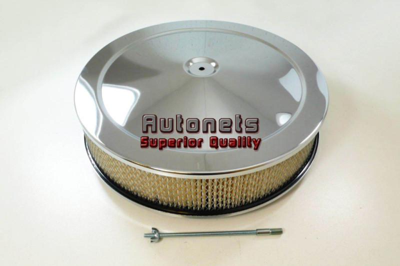 14" round muscle car chrome air cleaner breather hot rat rod dominator base