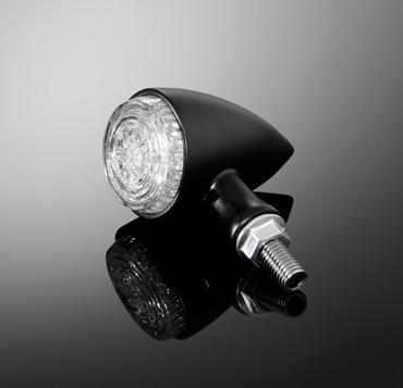 Round bullet style led combination rear taillight + indicators (pair) - black