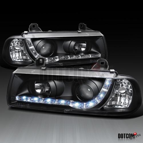 Sell 19921998 BMW E36 2D M3 328 R8 LED PROJECTOR HEADLIGHTS BLACK in