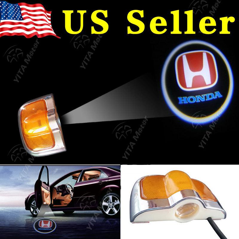 No drill led one pair car laser projector logo ghost door step light for honda