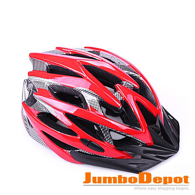 Cycling bicycle mountain bike adult helmet red carbon 1 pcs set foam interior 