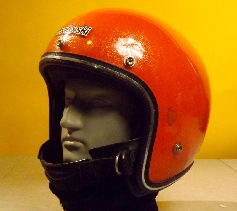 Used Orange Sparkle Moto-Ski Helmet Motorcycle ATV Snowmobile Helmet Chin Strap, US $9.99, image 2