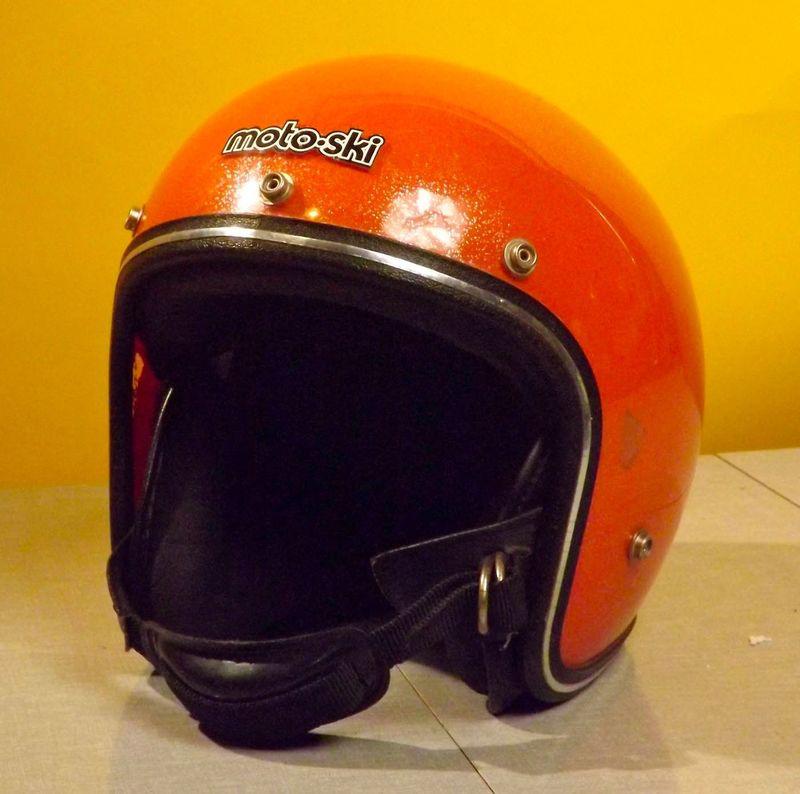 Used Orange Sparkle Moto-Ski Helmet Motorcycle ATV Snowmobile Helmet Chin Strap, US $9.99, image 3