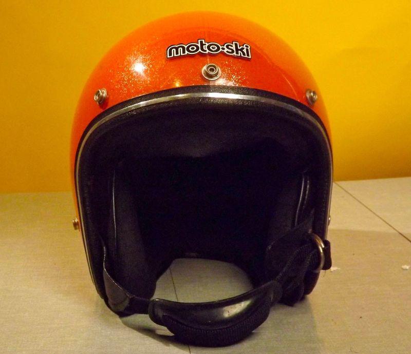 Used Orange Sparkle Moto-Ski Helmet Motorcycle ATV Snowmobile Helmet Chin Strap, US $9.99, image 4