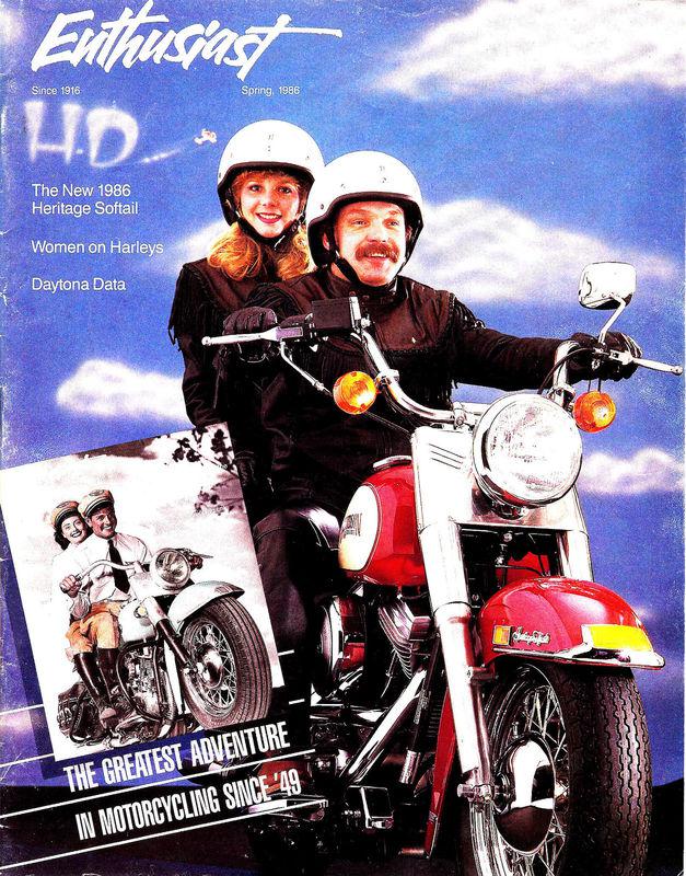 Spring 1986 harley-davidson enthusiast magazine -flst heritage softail-hd racing