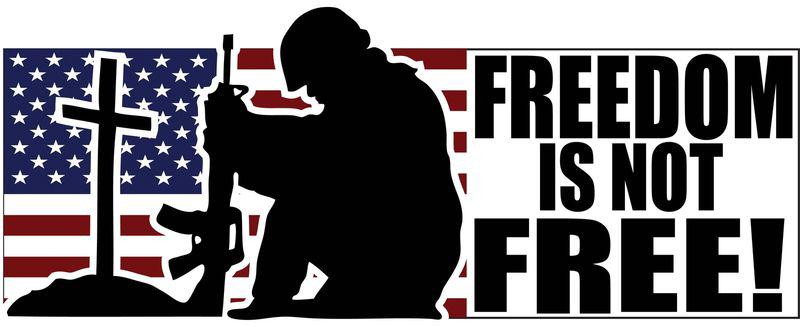 Freedom is not free sticker decal 3" x 6" army, navy, air force, marines, pow