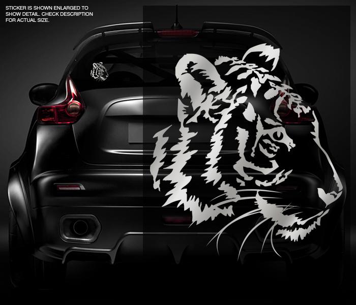 Tiger decal metallic silver 5"x4.3" bengal siberian cat vinyl car sticker t1 zu1