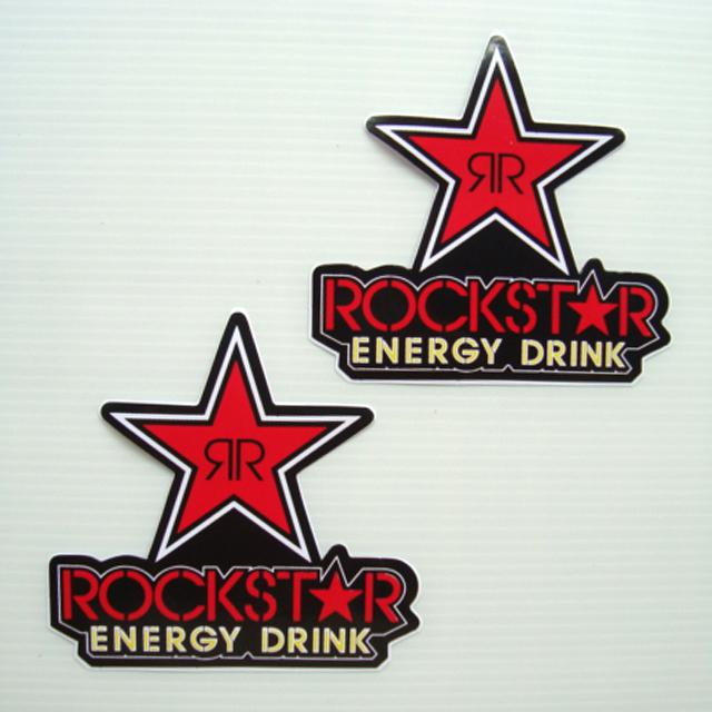 2pc. rockstar energy drink red sticker die-cut mirror wall board truck car  bike