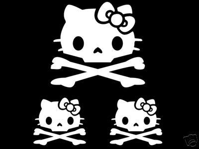 3 hello kitty skull decals - car window stickers - 