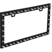 Silver chrome spike auto car vehicle license plate black frame nice!