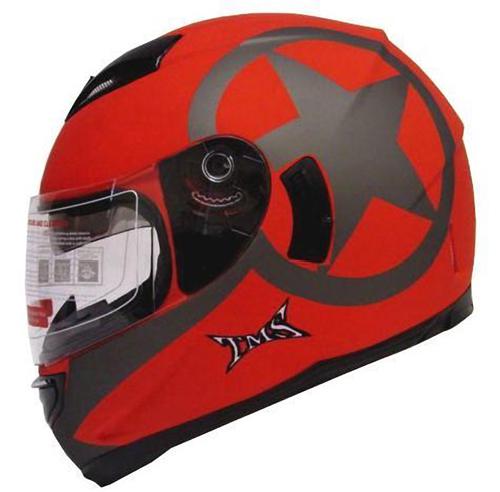 M ~star matte red dual 2 visor full face motorcycle helmet w/smoke sun shield