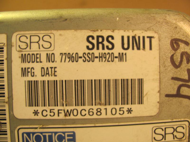 Sell HONDA PRELUDE AIR BAG MODULE NUMBER 77960SS0H920M1 in Anaheim