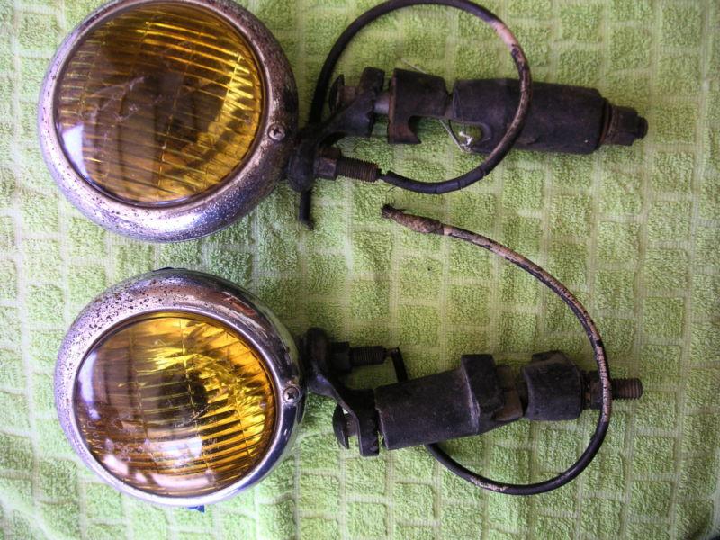 Pair corcoran brown mopar fog lamps lights with mounts both work        my#417