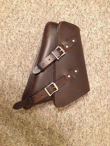 Licks brown genuine leather sportster swingarm solo saddlebag 