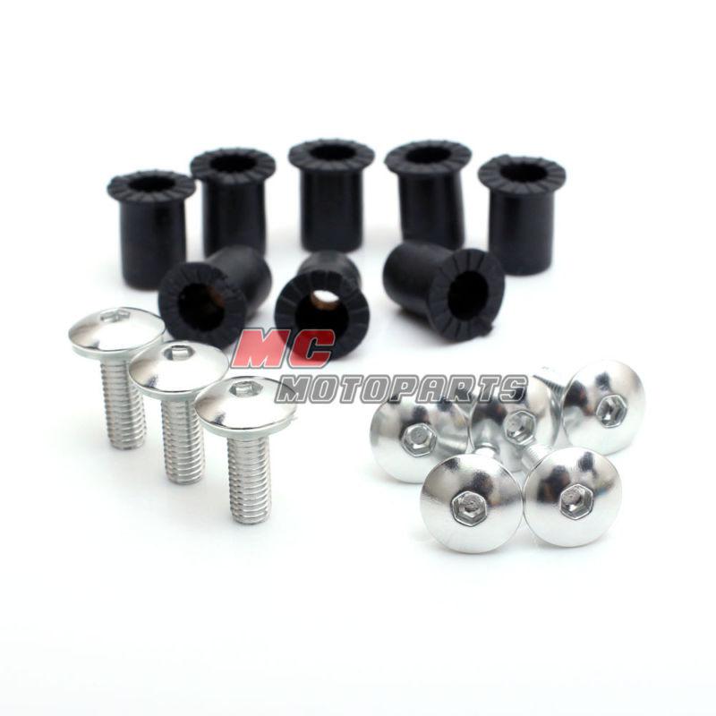 Silver windscreen bolts screws 8 suzuki gsxr 600 750 1000 gsxr600 gsxr750