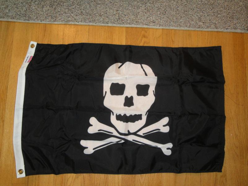 Jolly roger marine nautical boat flag 2' x 3' nylon -  made in usa